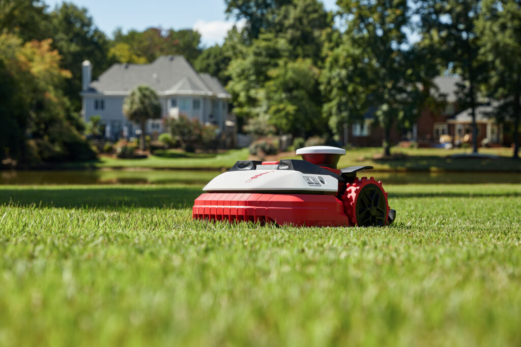 Kress Robotic Mower on grass.